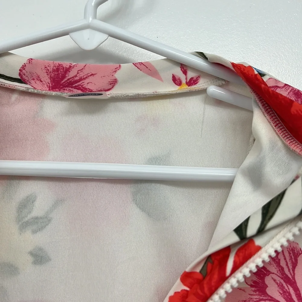 Old Navy Cream Floral Long-Sleeve Kids Rashguard with Red, Yellow & Pink Flowers